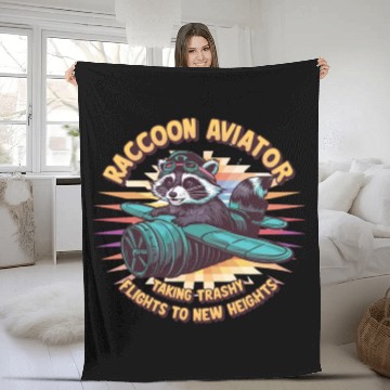 Discover Raccoon Aviator Fleece Blankets