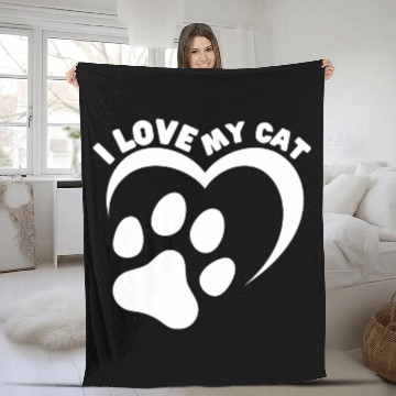 Discover Funny Cat Quote I Love My Cat Cool Cat Fleece Blankets