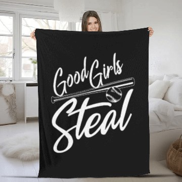 Discover Softball Art Good Girls Steal Baseball Pitcher Fleece Blankets