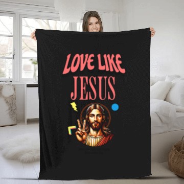 Discover Love Like Jesus Modern Jesus Face Fleece Blankets