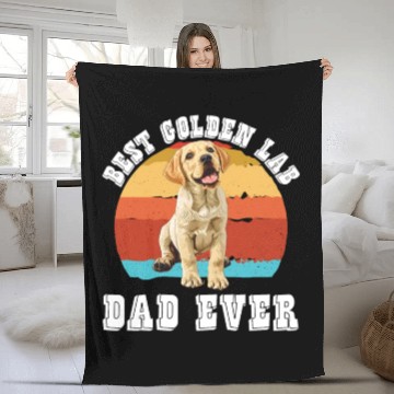 Discover Golden Labrador BEST GOLDEN LAB DAD EVER Men Fleece Blankets
