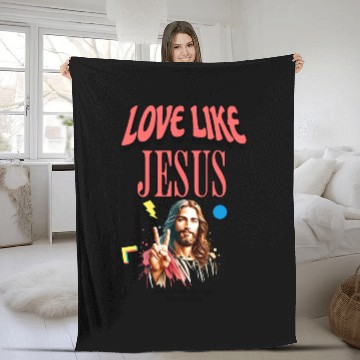 Discover Love Like Jesus Modern Jesus Face Fleece Blankets