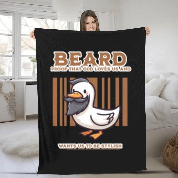 Discover Beautiful Beard Duck Fleece Blankets