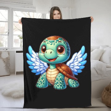 Discover Angel Turtle with Wings and Halo Fleece Blankets
