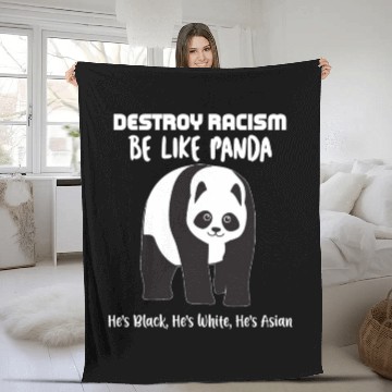Discover Embrace Laughter With Our Destroy Racism Panda Art Fleece Blankets