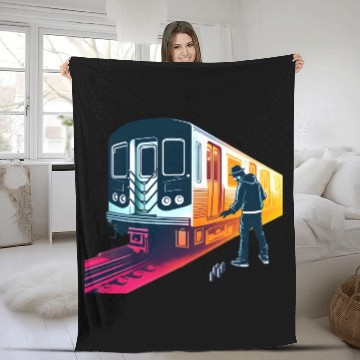Discover AI Teen at Subway Layup Masked Fleece Blankets