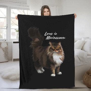 Discover Love is Maine cat Fleece Blankets