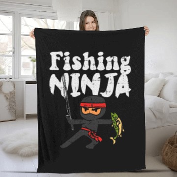 Discover Fishing Ninja Fish Lover Toddler Youth Fleece Blankets