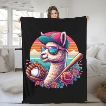 Discover Llama Baseball Llama Playing Baseball Llama lover Fleece Blankets
