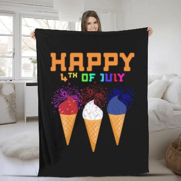 Discover Celebrate Independence Day with Fireworks Ice Crea Fleece Blankets