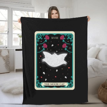 Discover the moon cat Fleece Blankets tarot card gift for mom and dad