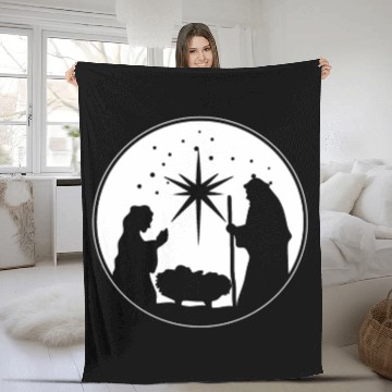 Discover Nativity Scene Silhouette Christmas Market Vendor Fleece Blankets