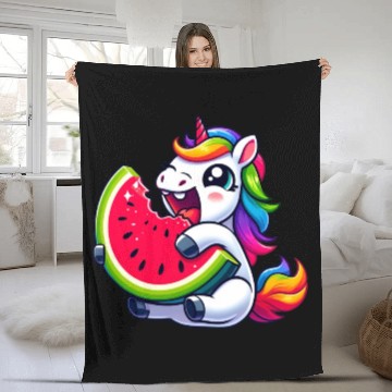 Discover Unicorn Watermelon Summer Design Fleece Blankets
