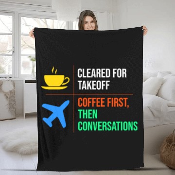 Discover Air Traffic Controller Coffee ATC Aviation Humor Fleece Blankets