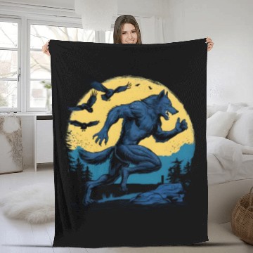 Discover Running Werewolf with Crows Fleece Blankets