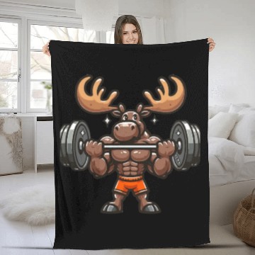 Discover funny moose quote Weightlifting Gym cool for Gym Fleece Blankets