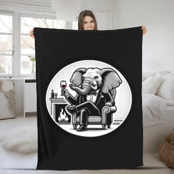 Discover Elegant Elephant Pachyderm in Suit Fleece Blankets