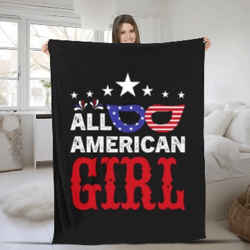 Discover All American girl US Independent day Fleece Blankets
