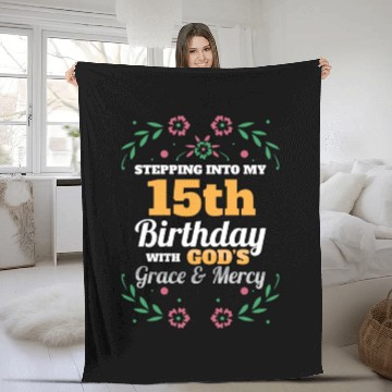 Discover Stepping into my 15th Birthday Religious Bday Fleece Blankets