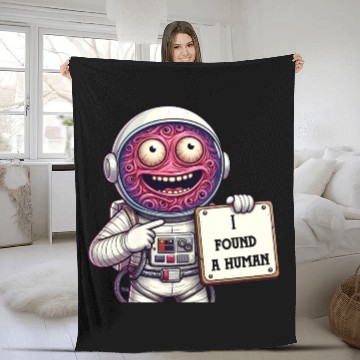 Discover I found Human , Alien sticker Fleece Blankets