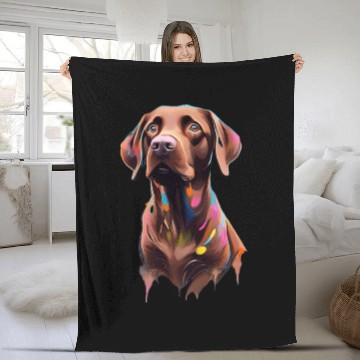 Discover "Beau" Chocolate Labrador Retriever, Dog, Puppy Fleece Blankets