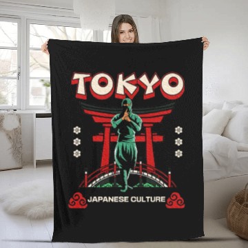 Discover Tokyo Japan Culture Green Karate Ninja Martial Fleece Blankets