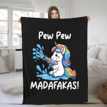Discover Funny | Hilarious Gift Idea | Pew Pew Madafakas Fleece Blankets