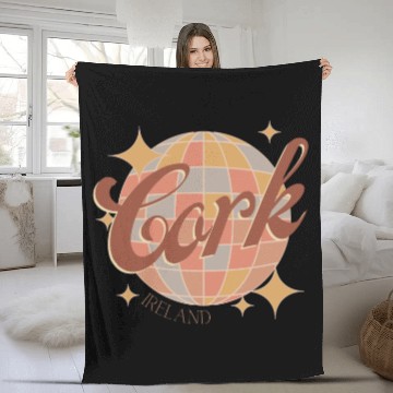 Discover Cork City Ireland Retro Vintage Disco ball design Fleece Blankets