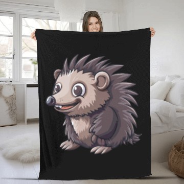 Discover Adorable Smiling Hedgehog Illustration Fleece Blankets
