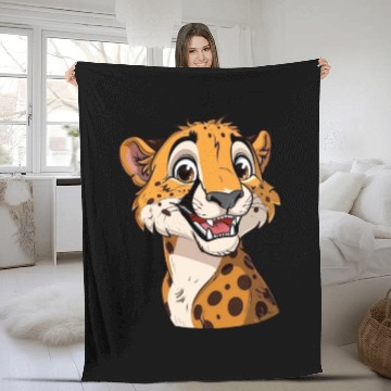 Discover Charming Smiling Cheetah Portrait Fleece Blankets