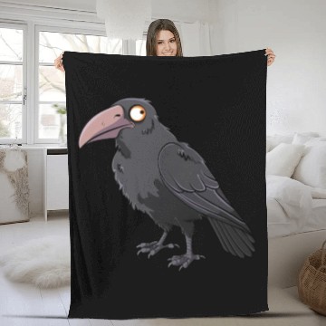 Discover Majestic Raven with Orange Eyes Fleece Blankets