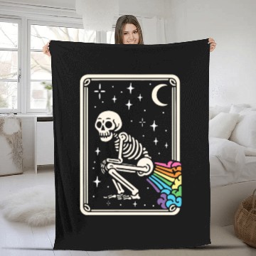Discover Tarot Card Skeleton Farting Rainbows LGBTQ Fleece Blankets