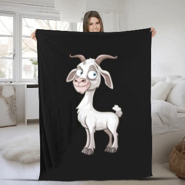 Discover Cheerful Goofy Goat Character Fleece Blankets