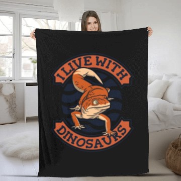 Discover I Live With Dinosaurs Gekkota Crested Lizard Fleece Blankets