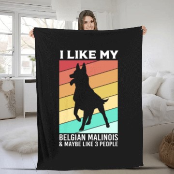 Discover Retro Dog Silhouette I Like My Belgian Malinois Fleece Blankets