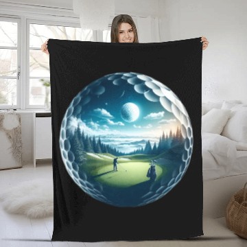 Discover Twilight A Golf Dream Scape Surreal Golfing Course Fleece Blankets