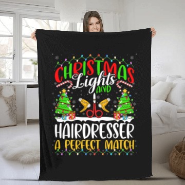 Discover Christmas Light Hairdresser Xmas Fleece Blankets