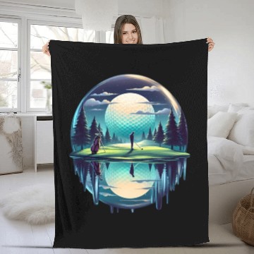 Discover Night Golfer Escape Golfing Twilight Fairway Fleece Blankets