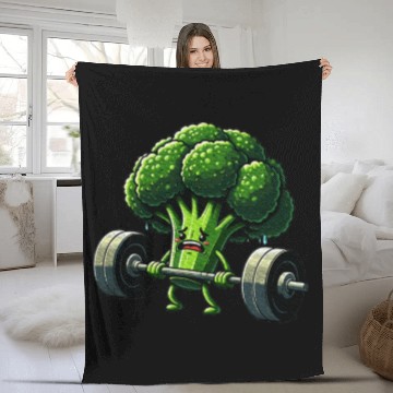 Discover Deadlift Broccoli Gym Fitness Motivation Fleece Blankets