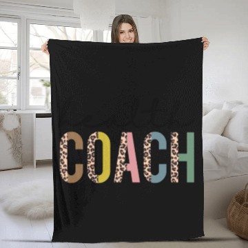 Discover Fitness Heath Coaching Dietitian Leopard Print Hea Fleece Blankets