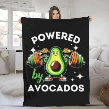 Discover Powered By Avocados Barbell Gym Avocado Lover Fleece Blankets