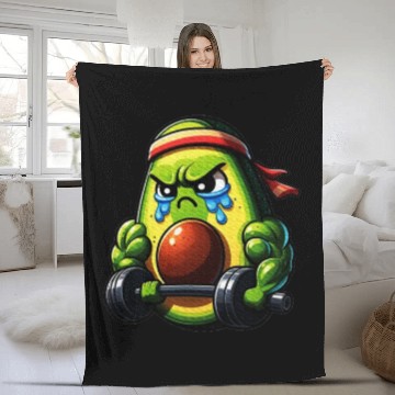 Discover Weightlifing Fitness Workout Gym Avocado Fleece Blankets