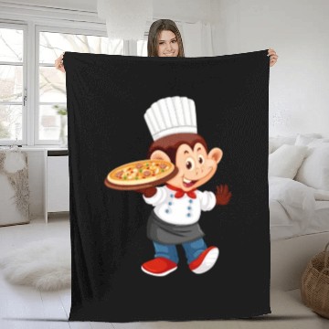 Discover chef pizza monkey Fleece Blankets