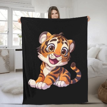 Discover Adorable Tiger Cub With A Charming Smile Fleece Blankets