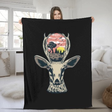 Discover deer forest Fleece Blankets