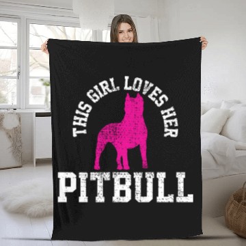 Discover Unique Art For Girl Who Loves Her Pitbull Fleece Blankets