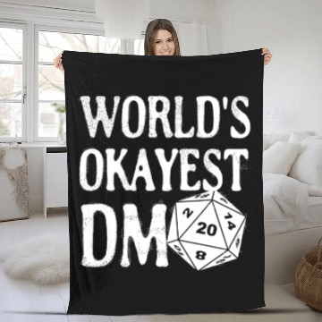 Discover World's Okayest DM D20 Dice Dungeon Dragons Gaming Fleece Blankets