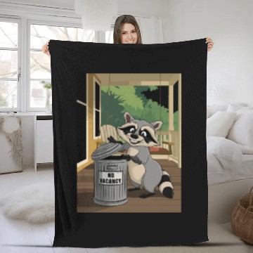 Discover Racoon Trash Panda Metal Trash Can No Vacancy Fleece Blankets