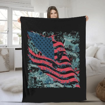Discover patriotism and nature The American flag Fleece Blankets