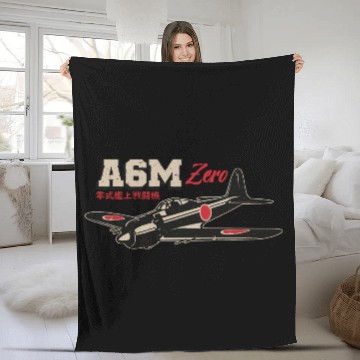 Discover A6M Zero | World War 2 Japanese Plane Vintage Fleece Blankets